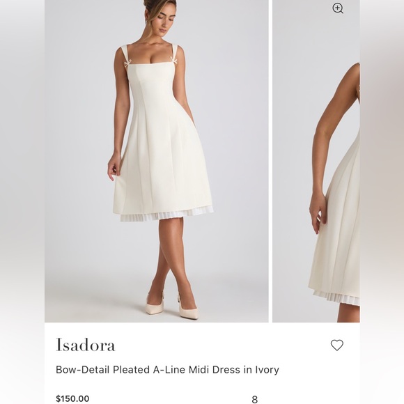 bow detail pleated a line midi dress Oh Polly Isadora Bow Detail Pleated A Line Midi Dress in Ivory
